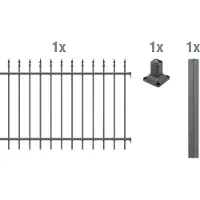 Alberts Zierzaun - Anbauset Chaussee, Höhe 100 cm, Länge 2 m, anthrazit, zum Aufschrauben