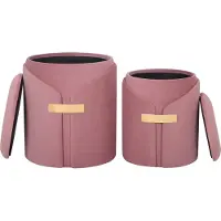 MAY Interiors | Set mit 2 Hockern Forcet Rosa MDF 37x44.5x37 cm | NADUVI
