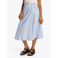 Tommy Hilfiger A-Linien-Rock "CRINKLE VISCOSE MIX MIDI SKIRT" mit Streifenmuster, mit Tunnelzug am Bund
