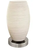 Eglo Tischlampe Batista 3, 1 flammige Tischleuchte, Nachttischlampe aus Stahl in Silber, Glas in Weiß mit Wischtechnik, E27 Fassung, inkl. Schalter