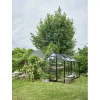 Halls Gewächshaus Burford 610 3 mm Sicherheitsglas mit Fundament 317x194 cm schwarz