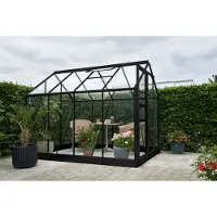Halls Gewächshaus Popular 86 Sicherheitsglas 3 mm 193 x 257 cm schwarz