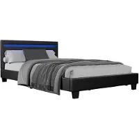 Verona Juskys Polsterbett - 120 x 200 cm - LED-Beleuchtung - Schwarz