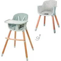 Roba 2in1 Hochstuhl und Kinderstuhl 'StyleUp wood' inkl. Sitzpolsterung in grau
