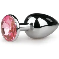 EasyToys Metall Buttplug - Silber/Rosa - S