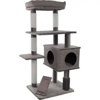 Flamingo Kratzbaum Halo grau 76x58x127 cm mit Sisal, gepolsterter Liegefläche und Versteck
