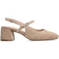 Manfield Beigefarbene Slingbackpumps aus Veloursleder | Größe 41