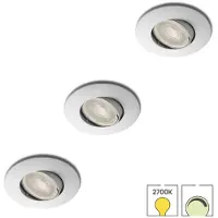 Lybardo 3-er Set Einbaustrahler Lucca mini weiß + LED-Strahler GU11 | 3,5 Watt dimmbar | Schwenkbar | Ø 55 mm | 2700K warmweiß