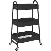 vidaXL Aufbewahrungswagen 3 Etagen Schwarz 42x41,5x77 cm Stahl