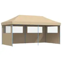 The Living Store Partyzelt Faltbar Pop-Up mit 3 Seitenteilen Beige