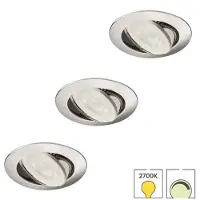 Lybardo 3-er Set Einbaustrahler Lucca mini nickel + LED-Strahler GU11 | 3,5 Watt dimmbar | Schwenkbar | Ø 55 mm | 2700K warmweiß