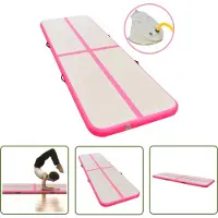 The Living Store Aufblasbare Gymnastikmatte mit Pumpe 400x100x10 cm PVC Rosa