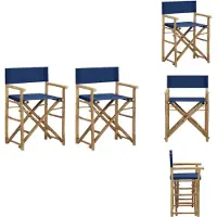 vidaXL Klappbare Regiestühle 2 Stk. Blau Bambus und Stoff - Gartenstühle