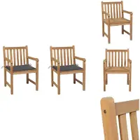 vidaXL Gartenstühle 2 Stk. mit Anthrazit Kissen Massivholz Teak - Gartenstühle