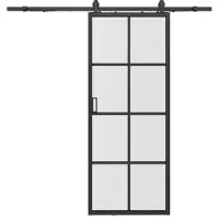 Vente-unique Wandschiebetür - Aluminium und mattiertes Einscheiben-Sicherheitsglas - H 205 x B 63 cm - WILDEN II