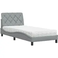 vidaXL Bett mit Matratze Hellgrau 90x190 cm Stoff