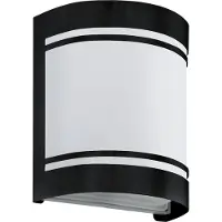 Eglo Außen Wandlampe Cerno, 1 flammige Außenleuchte, Wandleuchte aus verzinktem Stahl in Schwarz und satiniertem Glas in Weiß, Außenlampe E27, IP44