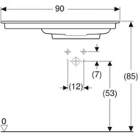Geberit ONE Möbelwaschtisch Abgang horizontal, Ablagefläche links, 90x13,1x47,5cm, 505.013.00.1, Ausführung: ohne Hahnloch