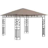 vidaXL Pavillon mit Moskitonetz 3x3x2,73 m Taupe 180 g/m² - Pavillons & Partyzelte