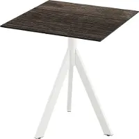 Essentials Infinity Tripod Terrassentisch Weiß frame + Riverwashed Wood HPL 70x70 cm