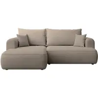 Selsey Ovo Mini - Eckschlafsofa linksseitig mit Stauraum, Easy-Clean-Chenille-Bezug, greige