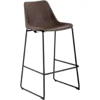 Bolero Gewerblicher Hochhocker Rodeo Mokka aus pulverbeschichtetem Stahl und Polyurethan, 106(H)x56,5(B)x53(T)cm