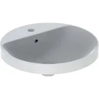Geberit Einbauwaschtisch VariForm d 48cm, m HLB, m Ü, rd, Unters. glas./we