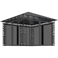 vidaXL Pavillon mit Moskitonetz & LED-Lichterkette 3x3x2,73m Anthrazit - Pavillons & Partyzelte