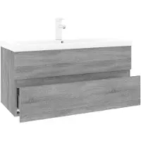 vidaXL Waschbeckenschrank mit Einbaubecken Grau Sonoma Holzwerkstoff