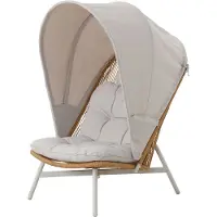 Ebuy24 Bille Loungesessel Polyrattan mit Kissen beige, natur, grau.