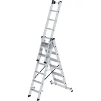 MUNK Günzburger Steigtechnik MUNK Stufen- Mehrzweckleiter mit Wandlaufrollen und Nivello Traverse 3x6 Stufen