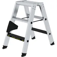MUNK Günzburger Steigtechnik Stufen-Stehleiter 250 kg beidseitig begehbar mit clip-step R13 2x3 Stufen