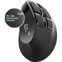 Trust Voxx Vertikale Kabellose Maus, Wiederaufladbare Ergonomische Funkmaus, Bluetooth und 2.4 GHz Verbindung, 9 Tasten, 1200-2400 DPI, PC/Mac/Computer/Laptop/MacBook/Chromebook - Schwarz