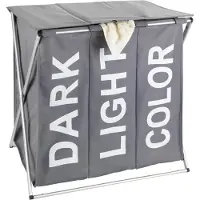Wenko Wäschesammler Trio Top Grau, Wäschekorb, 118 l Wenko