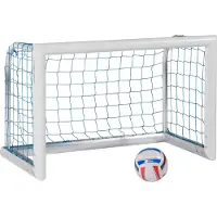 Sport-Thieme Mini-Fußballtor "Professional Kompakt", Weiß-Pulverbeschichtet, Inkl. Netz, blau (MW 4,5 cm), 2,40x1,60 m