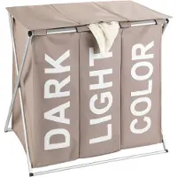 Wenko Wäschesammler Trio Top Taupe, Wäschekorb, 118 l Wenko