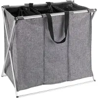 Wenko Wäschesammler Trio Grau meliert, Wäschekorb, 130 l Wenko