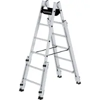 MUNK Günzburger Steigtechnik MUNK Aluminium Stehleiter, treppengängig, mit 4 Holmverlängerungen 2x6 Sprossen