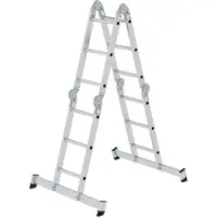 MUNK Günzburger Steigtechnik MUNK Vielzweckleiter mit Nivello Traverse und Holzbelag 4x3 Sprossen