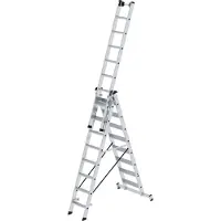 MUNK Günzburger Steigtechnik MUNK Stufen- Mehrzweckleiter mit Wandlaufrollen und Nivello Traverse 3x8 Stufen