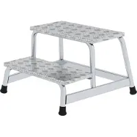 Munk Arbeitspodest, Aluminium, verschweißte Rohrkonstruktion, Warzenblechstufen, rutschfest, Bis 150 kg, Trittfläche B 550 x T 300 mm, 2-stufig