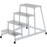 Munk Arbeitspodest, Aluminium, verschweißte Rohrkonstruktion, Warzenblechstufen, rutschfest, Bis 150 kg, Trittfläche B 550 x T 300 mm, 4-stufig