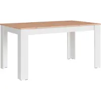 ByLiving Esstisch NORI / Moderner Küchentisch in Eiche-Optik / Untergestell Melamin weiß / Großer Tisch / 160 x 90, H 75 cm