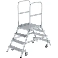 Günzburger Munk Podesttreppe beidseitig begehbar mit Federrollen Aluminium geriffelt - 050204