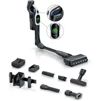 Bosch Akku-Stielstaubsauger "Unlimited 10 BTS1042WAC, MicroClean Technology, 10 J. Motorgarantie", Display, Knickrohr, HEPA-Filtersystem, Schnellladegerät, 2 Akkus, weiß