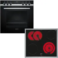Siemens HE517BBS3 + EA64RGNA1E, Keramik, 4 Zone(n), Glaskeramik, Schwarz, Berührung, 58,3 cm