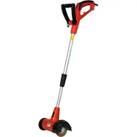 Grafner elektrische Fugenbürste mit kraftvollen 400 Watt und 1800 U/min, ergonomischer Teleskop-Handgriff, Führungsrad und Spritzschutz, incl. 2x Ø110mm Bürsten Fugenkratzer Unkraut Moos Entferner