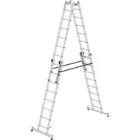 MUNK Günzburger Steigtechnik Sprossen-Stehleiter 4tlg. mit nivello-Traverse 4 x 8 Sprossen - 033032