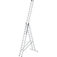 MUNK Günzburger Steigtechnik Günzburger Mehrzweckleiter 3tlg. Alu 3x14 Sprossen Arbeits-Höhe 10800mm - 33314