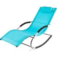 SoBuy OGS28-HB Sonnenliege Gartenliege wetterfest Liegestuhl Schaukelstuhl mit Kopfkissen Relaxliege Schaukelliege Strandliege bis 150 kg Türkis